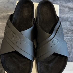 Tom Ford Black Slide Sandals Leather Wicklow New/Never worn